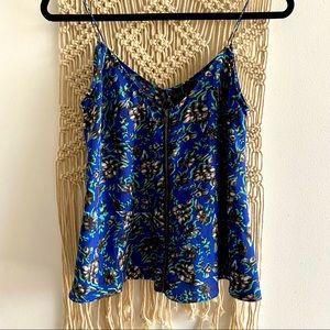Blue floral zip top size small